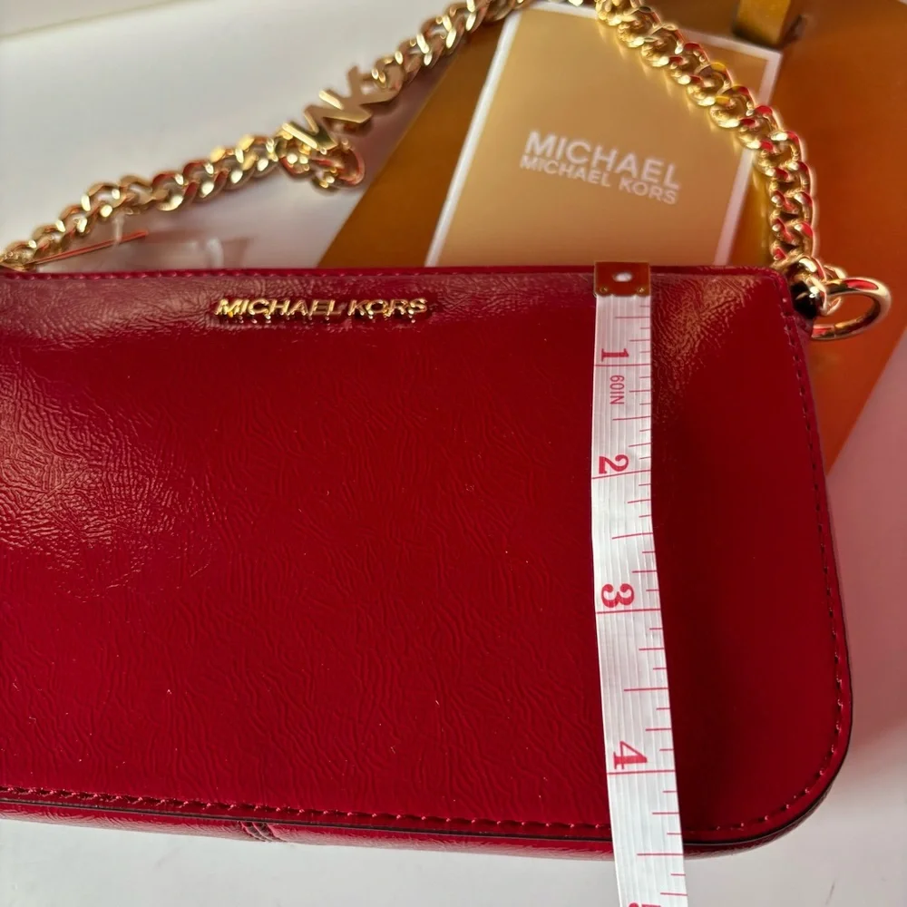 MICHAEL KORS jet set medium red leather pouchette bag NWT - Picture 10 of 10